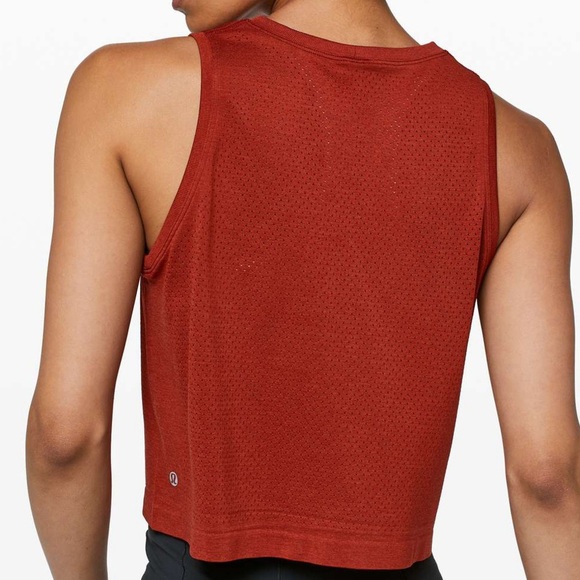 Lululemon Breeze By Muscle Crop Tank W1BCHS lululemon color Cayenne Size 4 - Picture 4 of 6